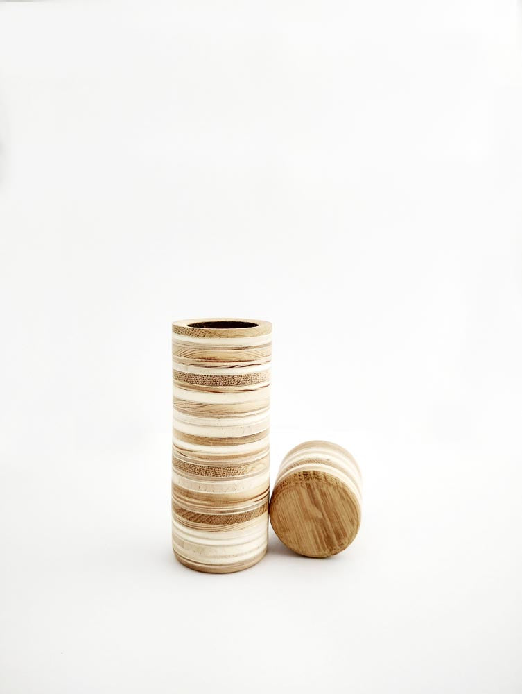 Unique Spice grinder made from stacked layers of wood 