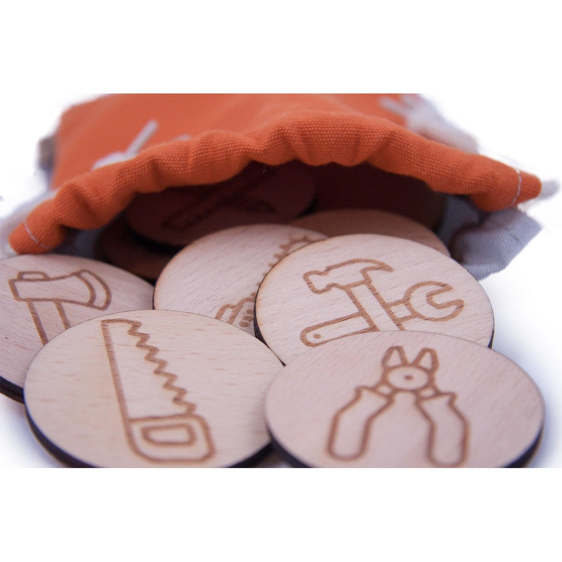 Wooden Memory Game Tools Edition by Grains.be, choose your color of your bag