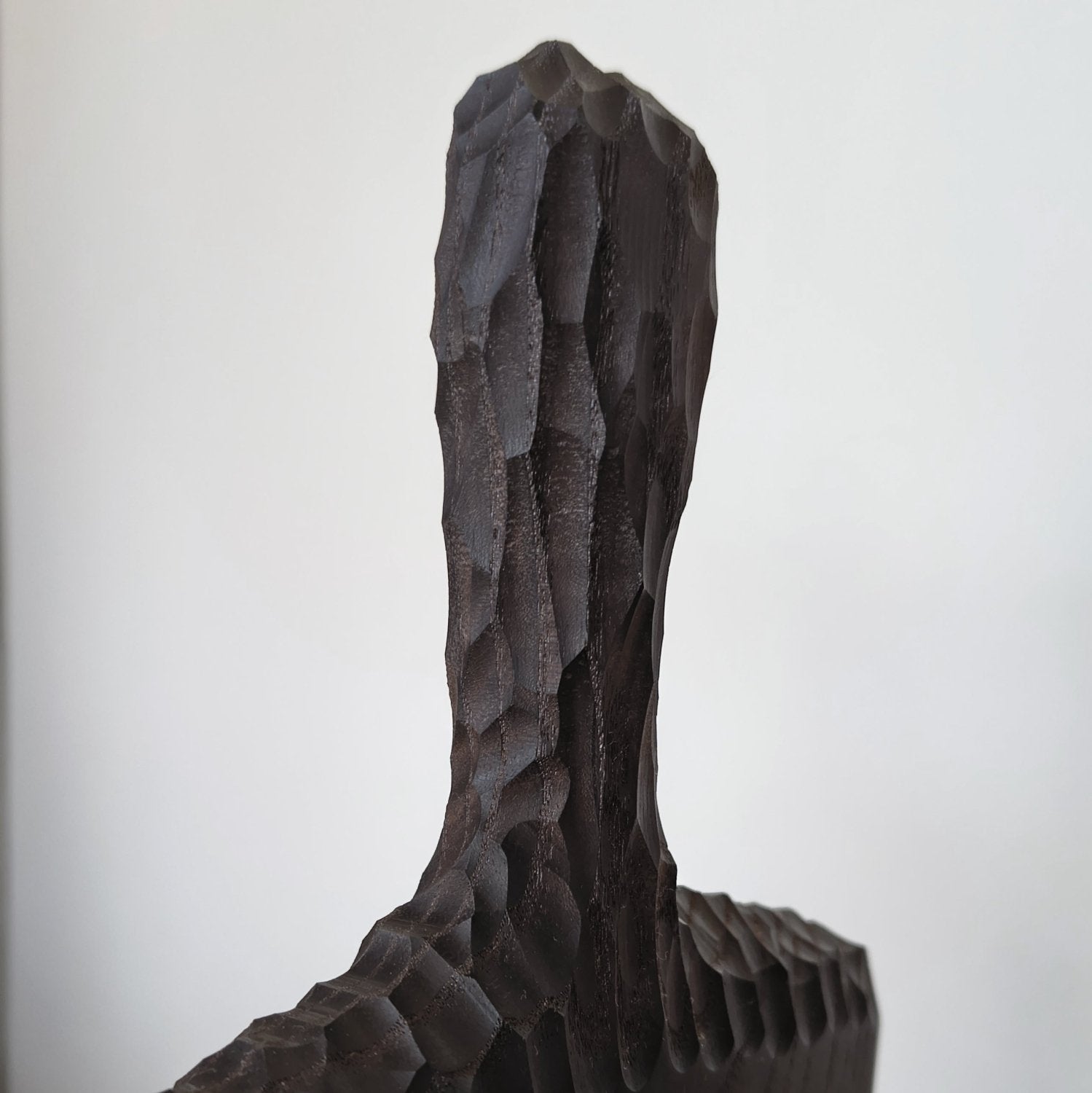 Black ash wooden serving board with 3D carved end-grain texture