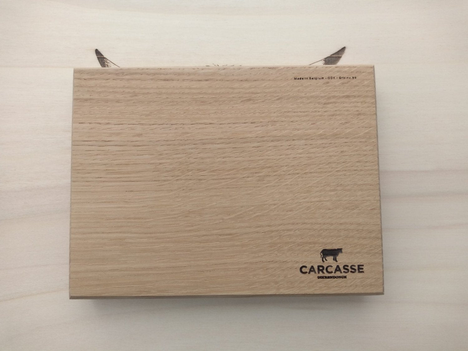 Custom engraved wooden box with CARCASSE logo