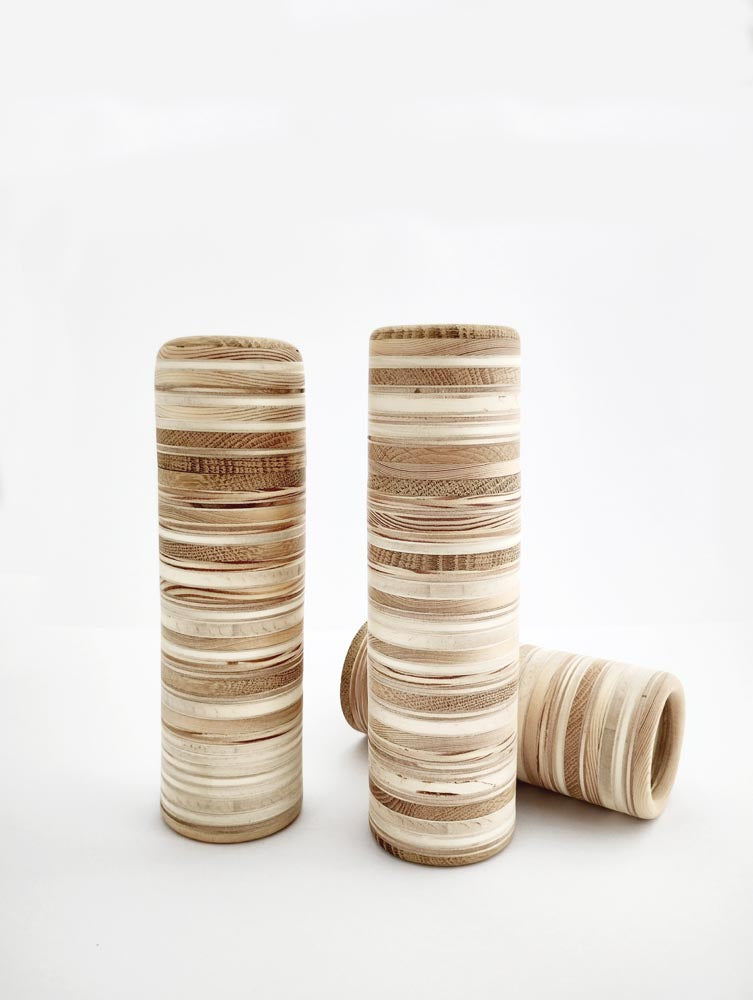 Unique Spice grinder made from stacked layers of wood 