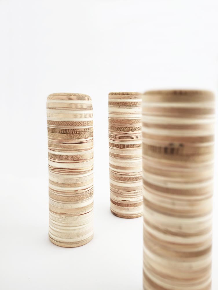 Unique Spice grinder made from stacked layers of wood 