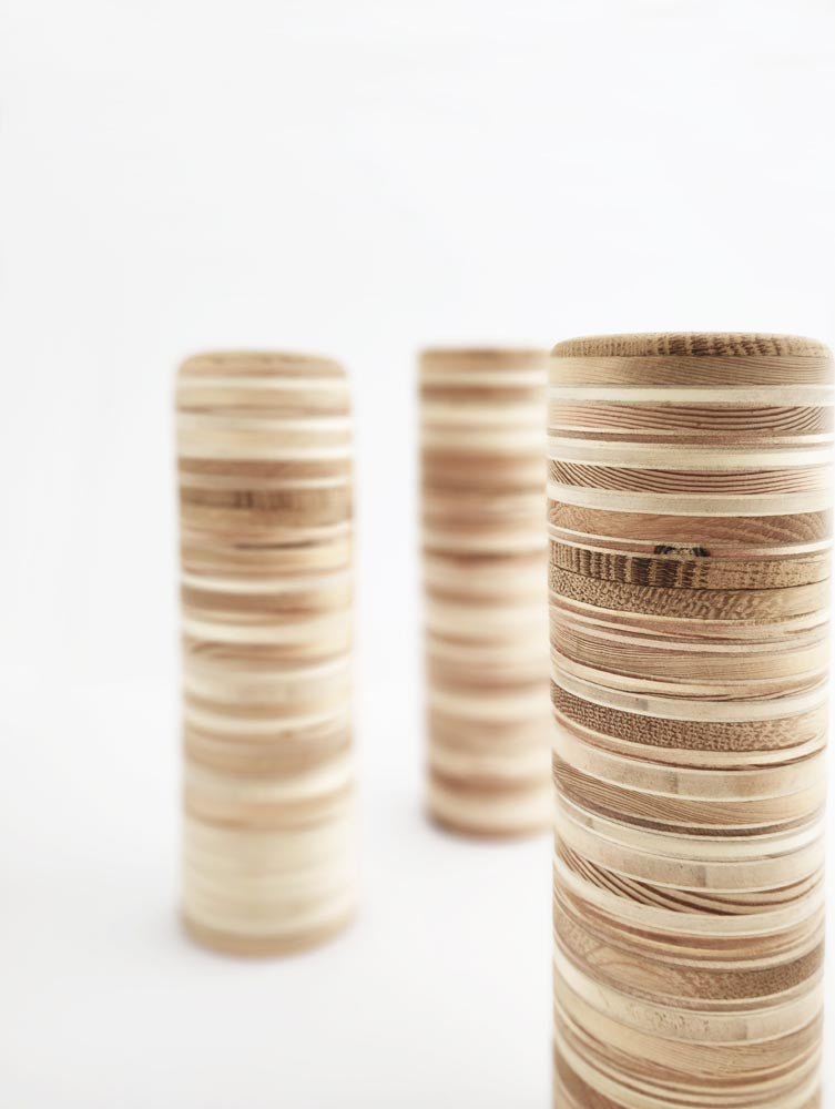 Unique Spice grinder made from stacked layers of wood 