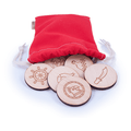 Wooden Memory Game Pirates Edition with a Red bag